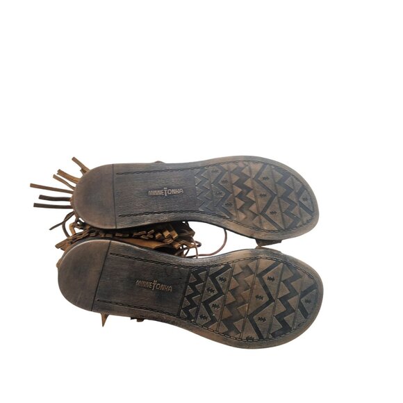 Minnetonka Womens Tan Fringe Leather Sandals Size 7 - Picture 5 of 7